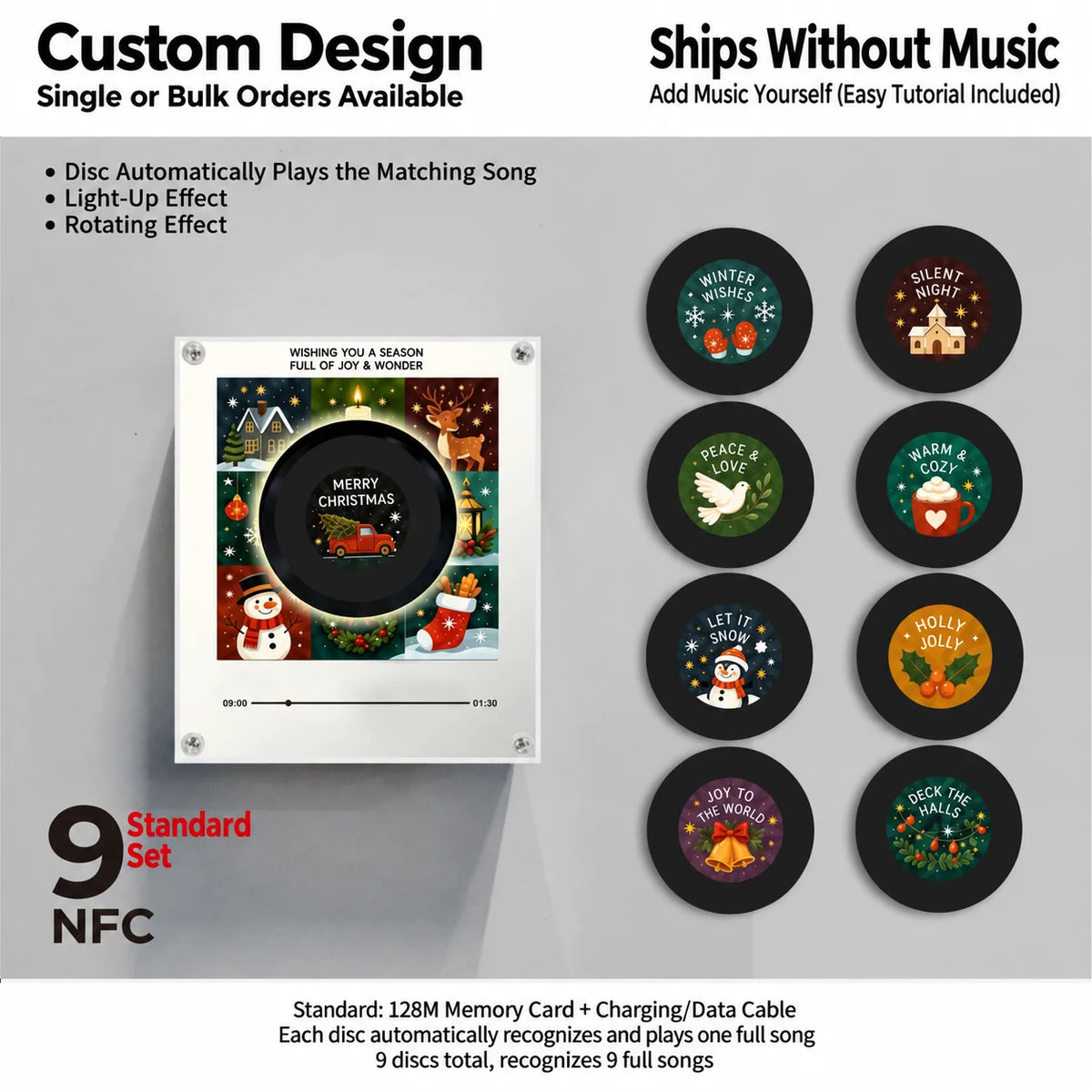 My Christmas Vinyl Musical Christmas Ornaments NFC Inductive Music Vinyl Record Fridge Magnet DIY Personalized Christmas Decors