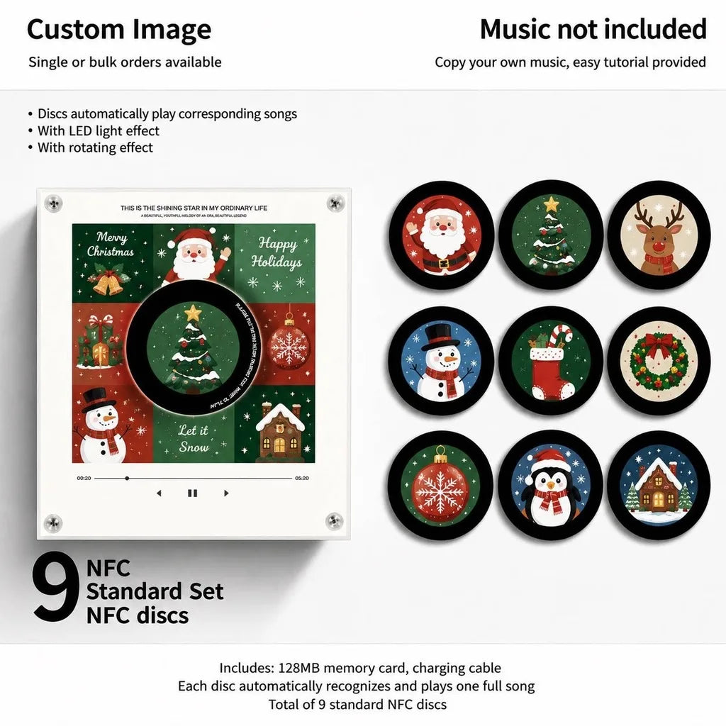 My Christmas Vinyl Musical Christmas Ornaments NFC Inductive Music Vinyl Record Fridge Magnet DIY Personalized Christmas Decors