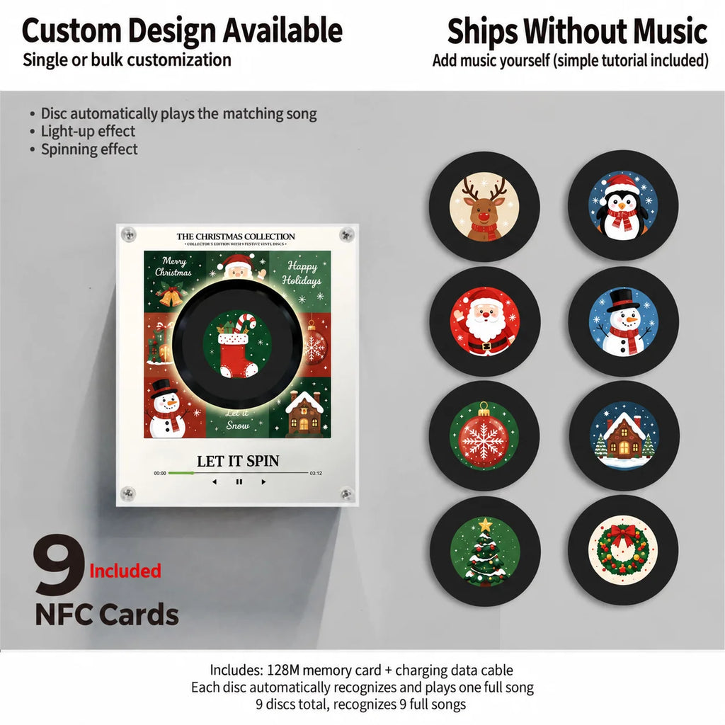 My Christmas Vinyl Musical Christmas Ornaments NFC Inductive Music Vinyl Record Fridge Magnet DIY Personalized Christmas Decors
