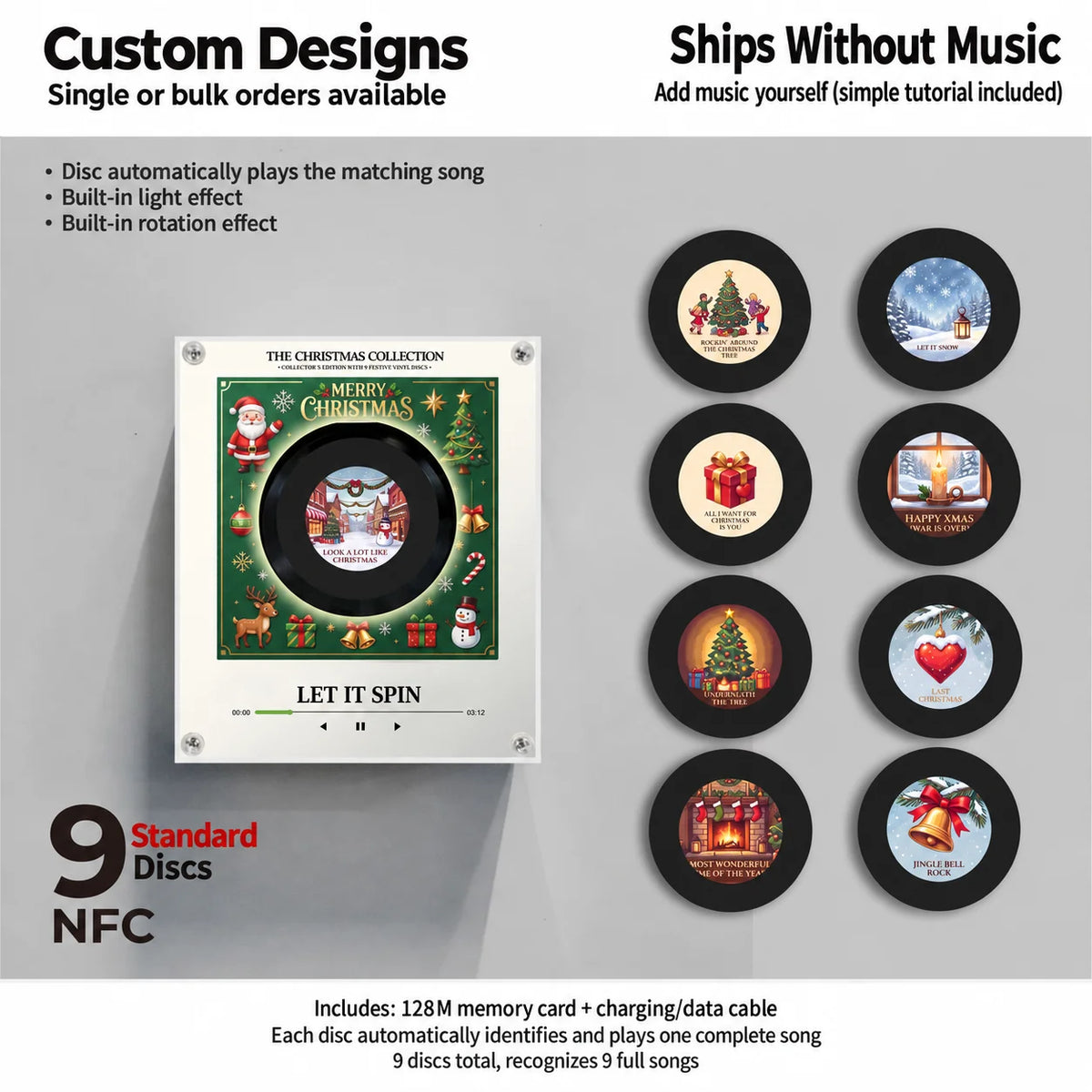 My Christmas Vinyl Musical Christmas Ornaments NFC Inductive Music Vinyl Record Fridge Magnet DIY Personalized Christmas Decors